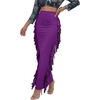 image:imageLYANER Womens Skirt Fringe Side Tassel Elastic Waist Slim Bodycon Long Maxi Pencil Skirts for ClubPlain Dark Purple