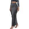 image:imageLYANER Womens Skirt Fringe Side Tassel Elastic Waist Slim Bodycon Long Maxi Pencil Skirts for ClubPure Dark Gray