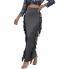 image:imageLYANER Womens Skirt Fringe Side Tassel Elastic Waist Slim Bodycon Long Maxi Pencil Skirts for ClubPure Dark Gray
