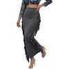 image:imageLYANER Womens Skirt Fringe Side Tassel Elastic Waist Slim Bodycon Long Maxi Pencil Skirts for ClubPure Dark Gray
