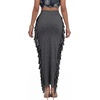 image:imageLYANER Womens Skirt Fringe Side Tassel Elastic Waist Slim Bodycon Long Maxi Pencil Skirts for ClubPure Dark Gray