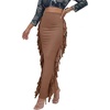 image:imageLYANER Womens Skirt Fringe Side Tassel Elastic Waist Slim Bodycon Long Maxi Pencil Skirts for ClubPure Khaki