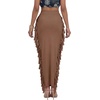 image:imageLYANER Womens Skirt Fringe Side Tassel Elastic Waist Slim Bodycon Long Maxi Pencil Skirts for ClubPure Khaki