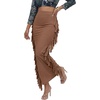 image:imageLYANER Womens Skirt Fringe Side Tassel Elastic Waist Slim Bodycon Long Maxi Pencil Skirts for ClubPure Khaki