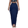 image:imageLYANER Womens Skirt Fringe Side Tassel Elastic Waist Slim Bodycon Long Maxi Pencil Skirts for ClubPure Navy Blue