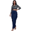 image:imageLYANER Womens Skirt Fringe Side Tassel Elastic Waist Slim Bodycon Long Maxi Pencil Skirts for ClubPure Navy Blue