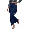 image:imageLYANER Womens Skirt Fringe Side Tassel Elastic Waist Slim Bodycon Long Maxi Pencil Skirts for ClubPure Navy Blue