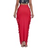 image:imageLYANER Womens Skirt Fringe Side Tassel Elastic Waist Slim Bodycon Long Maxi Pencil Skirts for ClubRed