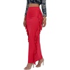 image:imageLYANER Womens Skirt Fringe Side Tassel Elastic Waist Slim Bodycon Long Maxi Pencil Skirts for ClubRed