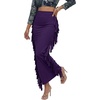 image:imageLYANER Womens Skirt Fringe Side Tassel Elastic Waist Slim Bodycon Long Maxi Pencil Skirts for ClubSolid Dark Purple