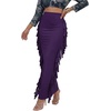 image:imageLYANER Womens Skirt Fringe Side Tassel Elastic Waist Slim Bodycon Long Maxi Pencil Skirts for ClubSolid Dark Purple