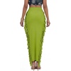 image:imageLYANER Womens Skirt Fringe Side Tassel Elastic Waist Slim Bodycon Long Maxi Pencil Skirts for ClubSolid Green