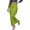 image:imageLYANER Womens Skirt Fringe Side Tassel Elastic Waist Slim Bodycon Long Maxi Pencil Skirts for ClubSolid Green