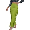 image:imageLYANER Womens Skirt Fringe Side Tassel Elastic Waist Slim Bodycon Long Maxi Pencil Skirts for ClubSolid Green