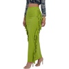 image:imageLYANER Womens Skirt Fringe Side Tassel Elastic Waist Slim Bodycon Long Maxi Pencil Skirts for ClubSolid Green