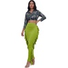 image:imageLYANER Womens Skirt Fringe Side Tassel Elastic Waist Slim Bodycon Long Maxi Pencil Skirts for ClubSolid Green