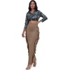 image:imageLYANER Womens Skirt Fringe Side Tassel Elastic Waist Slim Bodycon Long Maxi Pencil Skirts for ClubSolid Khaki