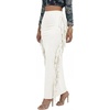 image:imageLYANER Womens Skirt Fringe Side Tassel Elastic Waist Slim Bodycon Long Maxi Pencil Skirts for ClubSolid White