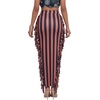 image:imageLYANER Womens Skirt Fringe Side Tassel Elastic Waist Slim Bodycon Long Maxi Pencil Skirts for ClubStripe Brown