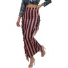 image:imageLYANER Womens Skirt Fringe Side Tassel Elastic Waist Slim Bodycon Long Maxi Pencil Skirts for ClubStripe Brown