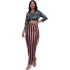 image:imageLYANER Womens Skirt Fringe Side Tassel Elastic Waist Slim Bodycon Long Maxi Pencil Skirts for ClubStripe Brown