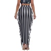 image:imageLYANER Womens Skirt Fringe Side Tassel Elastic Waist Slim Bodycon Long Maxi Pencil Skirts for ClubStripe Gray