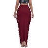 image:imageLYANER Womens Skirt Fringe Side Tassel Elastic Waist Slim Bodycon Long Maxi Pencil Skirts for ClubWine Red