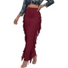 image:imageLYANER Womens Skirt Fringe Side Tassel Elastic Waist Slim Bodycon Long Maxi Pencil Skirts for ClubWine Red
