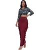image:imageLYANER Womens Skirt Fringe Side Tassel Elastic Waist Slim Bodycon Long Maxi Pencil Skirts for ClubWine Red
