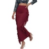 image:imageLYANER Womens Skirt Fringe Side Tassel Elastic Waist Slim Bodycon Long Maxi Pencil Skirts for ClubWine Red