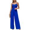 image:imageLYANER Womens Smocked Spaghetti Strap Wide Leg Casual Romper Jumpsuit with PocketsRoyal Blue