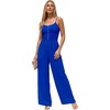 image:imageLYANER Womens Smocked Spaghetti Strap Wide Leg Casual Romper Jumpsuit with PocketsRoyal Blue