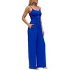 image:imageLYANER Womens Smocked Spaghetti Strap Wide Leg Casual Romper Jumpsuit with PocketsRoyal Blue