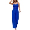 image:imageLYANER Womens Smocked Spaghetti Strap Wide Leg Casual Romper Jumpsuit with PocketsRoyal Blue