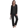 image:imageLYANER Womens Soft Modal Pajamas Long Sleeve Button Down PJS V Neck 2 Piece Sleepwear Lounge SetsBlack