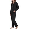 image:imageLYANER Womens Soft Modal Pajamas Long Sleeve Button Down PJS V Neck 2 Piece Sleepwear Lounge SetsBlack