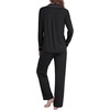 image:imageLYANER Womens Soft Modal Pajamas Long Sleeve Button Down PJS V Neck 2 Piece Sleepwear Lounge SetsBlack
