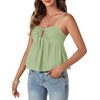 image:imageLYANER Womens Spaghetti Strap Sweetheart Neck Cami Crop Tops Tie Front Camisole Sleeveless Peplum TopBean Green