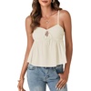 image:imageLYANER Womens Spaghetti Strap Sweetheart Neck Cami Crop Tops Tie Front Camisole Sleeveless Peplum TopBeige