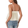image:imageLYANER Womens Spaghetti Strap Sweetheart Neck Cami Crop Tops Tie Front Camisole Sleeveless Peplum TopBeige