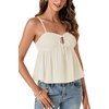image:imageLYANER Womens Spaghetti Strap Sweetheart Neck Cami Crop Tops Tie Front Camisole Sleeveless Peplum TopBeige