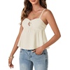 image:imageLYANER Womens Spaghetti Strap Sweetheart Neck Cami Crop Tops Tie Front Camisole Sleeveless Peplum TopBeige