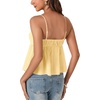 image:imageLYANER Womens Spaghetti Strap Sweetheart Neck Cami Crop Tops Tie Front Camisole Sleeveless Peplum TopLight Yellow