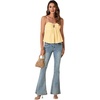 image:imageLYANER Womens Spaghetti Strap Sweetheart Neck Cami Crop Tops Tie Front Camisole Sleeveless Peplum TopLight Yellow