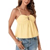 image:imageLYANER Womens Spaghetti Strap Sweetheart Neck Cami Crop Tops Tie Front Camisole Sleeveless Peplum TopLight Yellow