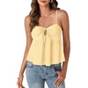 image:imageLYANER Womens Spaghetti Strap Sweetheart Neck Cami Crop Tops Tie Front Camisole Sleeveless Peplum TopLight Yellow