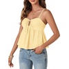 image:imageLYANER Womens Spaghetti Strap Sweetheart Neck Cami Crop Tops Tie Front Camisole Sleeveless Peplum TopLight Yellow