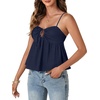 image:imageLYANER Womens Spaghetti Strap Sweetheart Neck Cami Crop Tops Tie Front Camisole Sleeveless Peplum TopNavy Blue