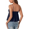 image:imageLYANER Womens Spaghetti Strap Sweetheart Neck Cami Crop Tops Tie Front Camisole Sleeveless Peplum TopNavy Blue