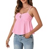 image:imageLYANER Womens Spaghetti Strap Sweetheart Neck Cami Crop Tops Tie Front Camisole Sleeveless Peplum TopPink